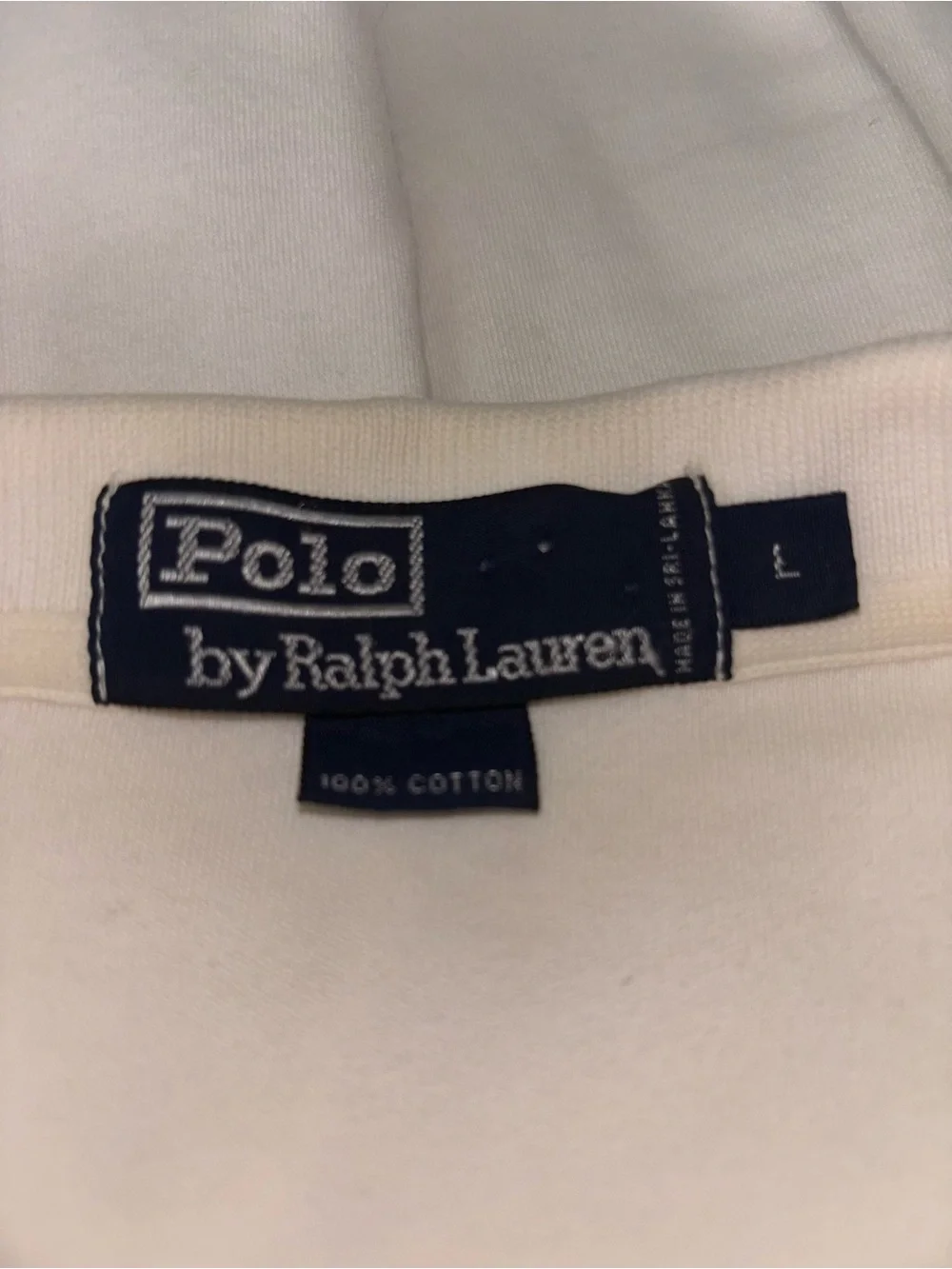 Polo Ralph Lauren ivory country club branded polo shirt size L *Flaw*